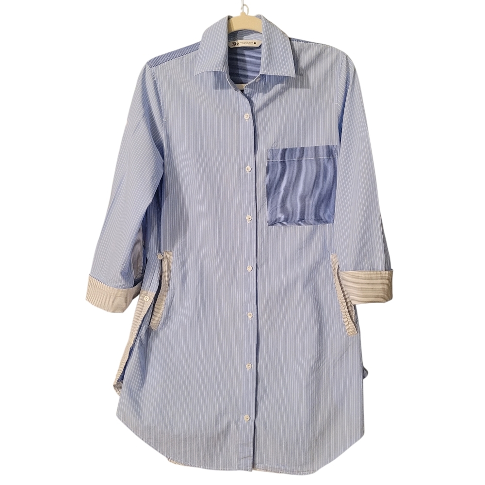 ZARA Multiway striped patchwork shirtdress - XS/S.      J10
